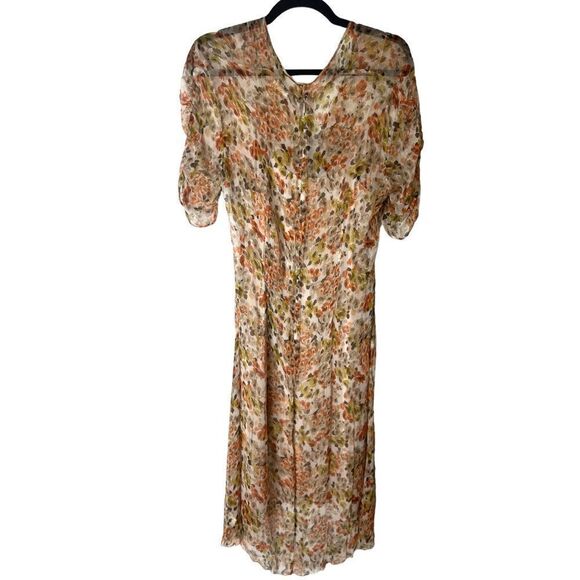 L'AGENCE Orange Fall Floral Print Knee-Length Midi Dress - Picture 7 of 16